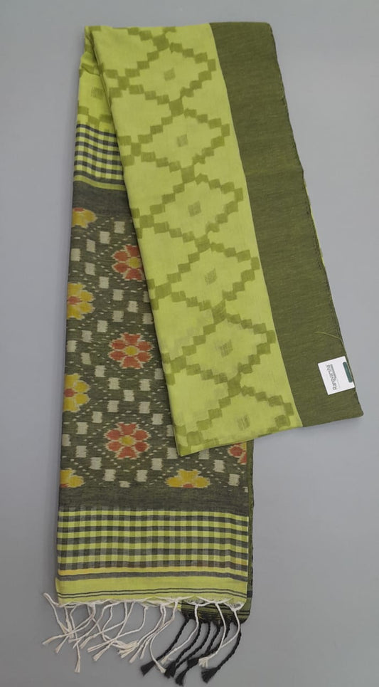 Pista Green Khadi Cotton Saree