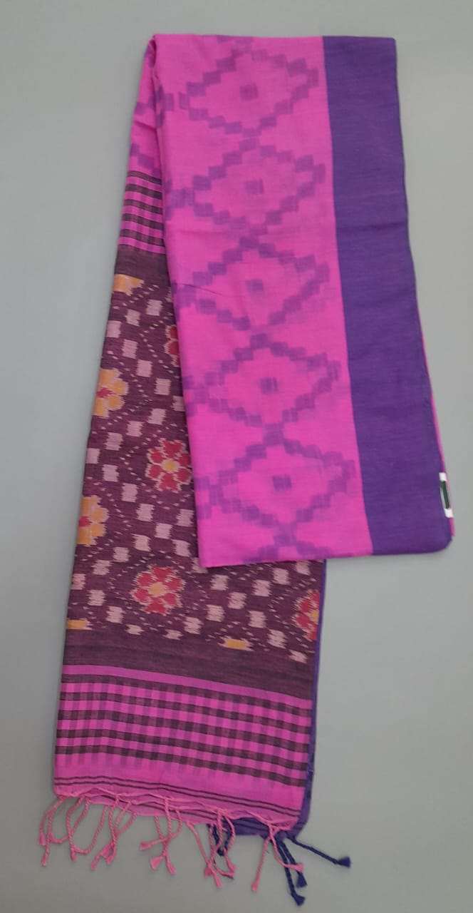 Pink Khadi Cotton Saree