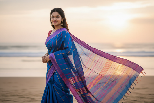 Navy Blue Khadhi Cotton Saree