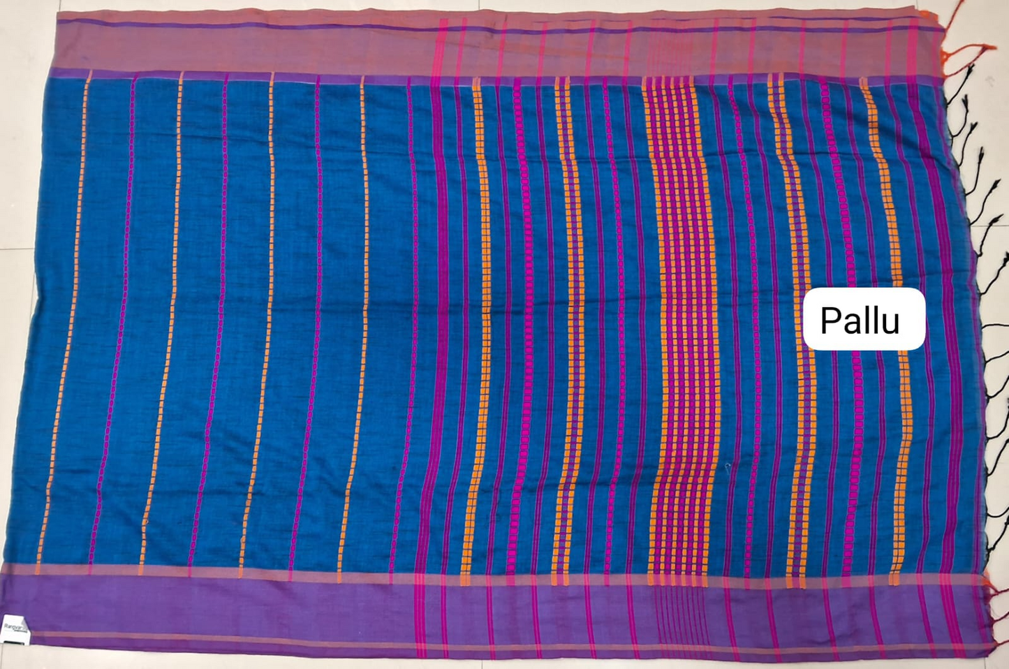 Navy Blue Khadhi Cotton Saree pallu