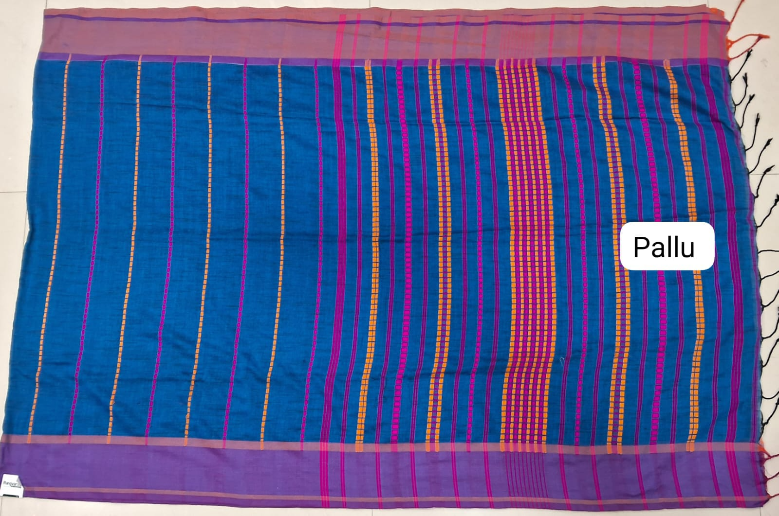 Navy Blue Khadhi Cotton Saree pallu