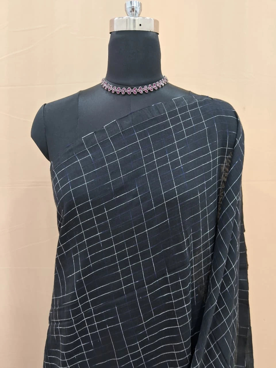 Classic Khadhi Black Weave Cotton Saree 1