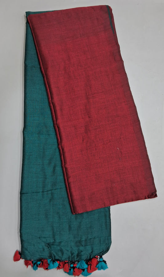 Maroon Plain Khadhi Cotton Saree