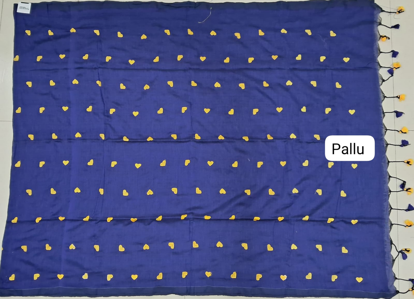 Navy Blue Khadhi Cotton Saree pallu