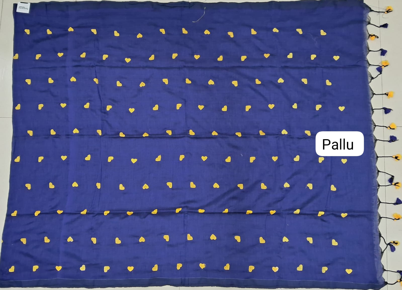 Navy Blue Khadhi Cotton Saree pallu