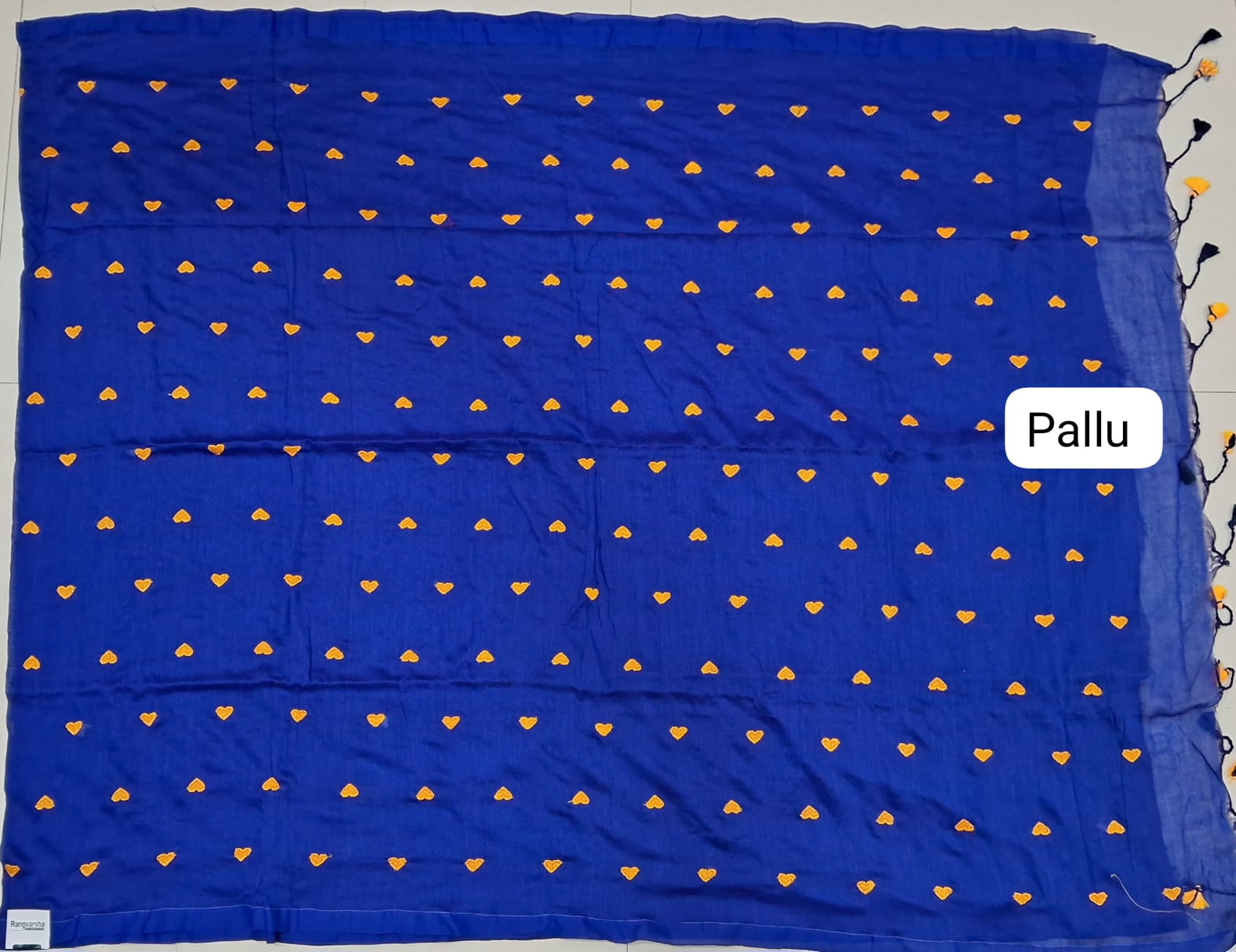Royal Blue Khadhi Cotton Saree pallu