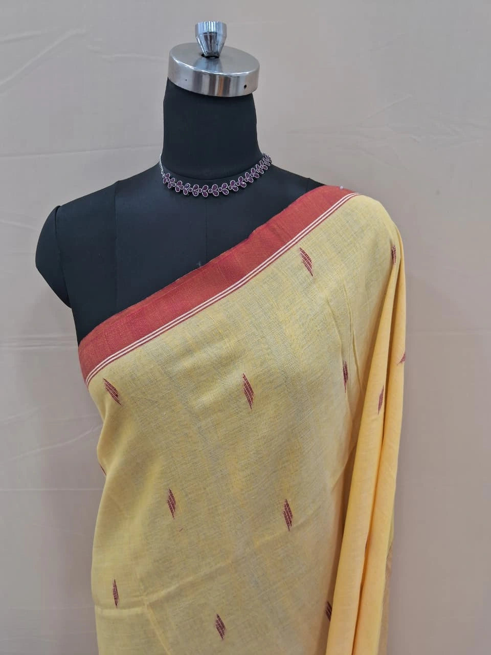 Mustard Yellow Khadhi Cotton Saree 1