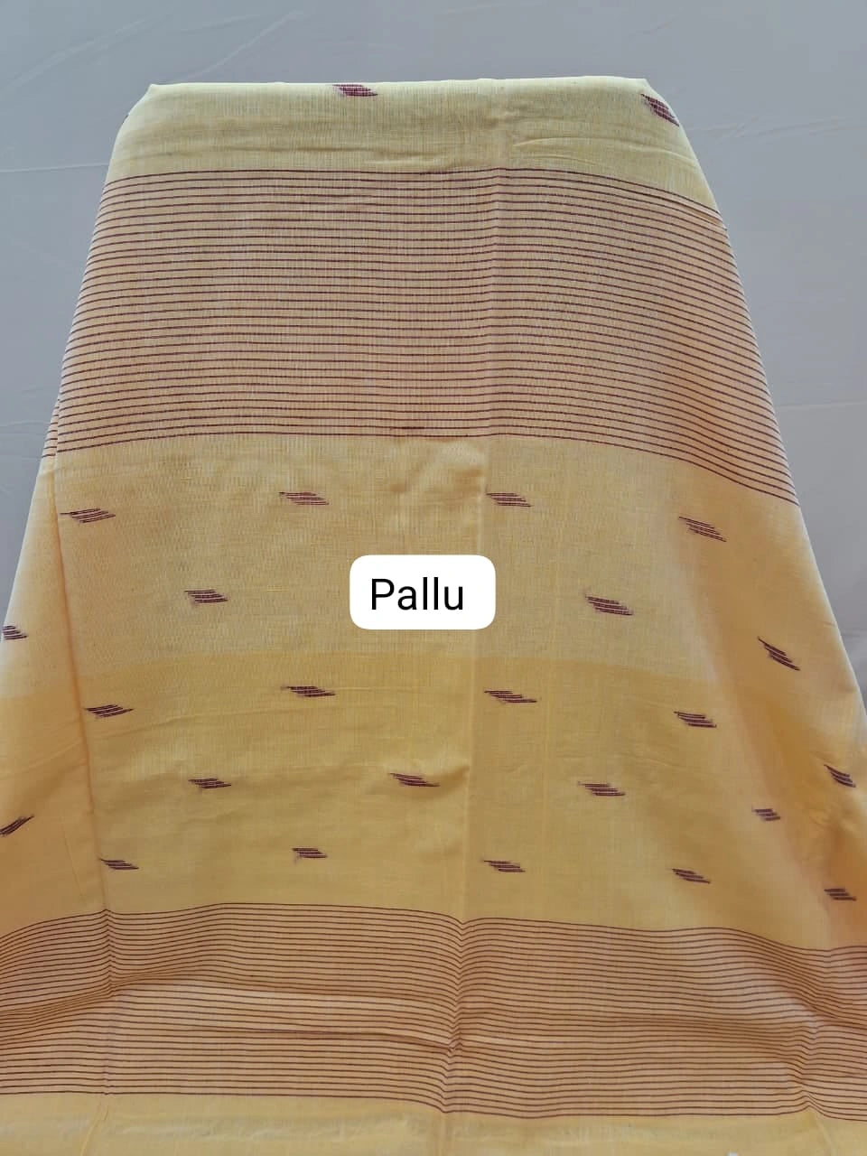 Mustard Yellow Khadhi Cotton Saree Pallu