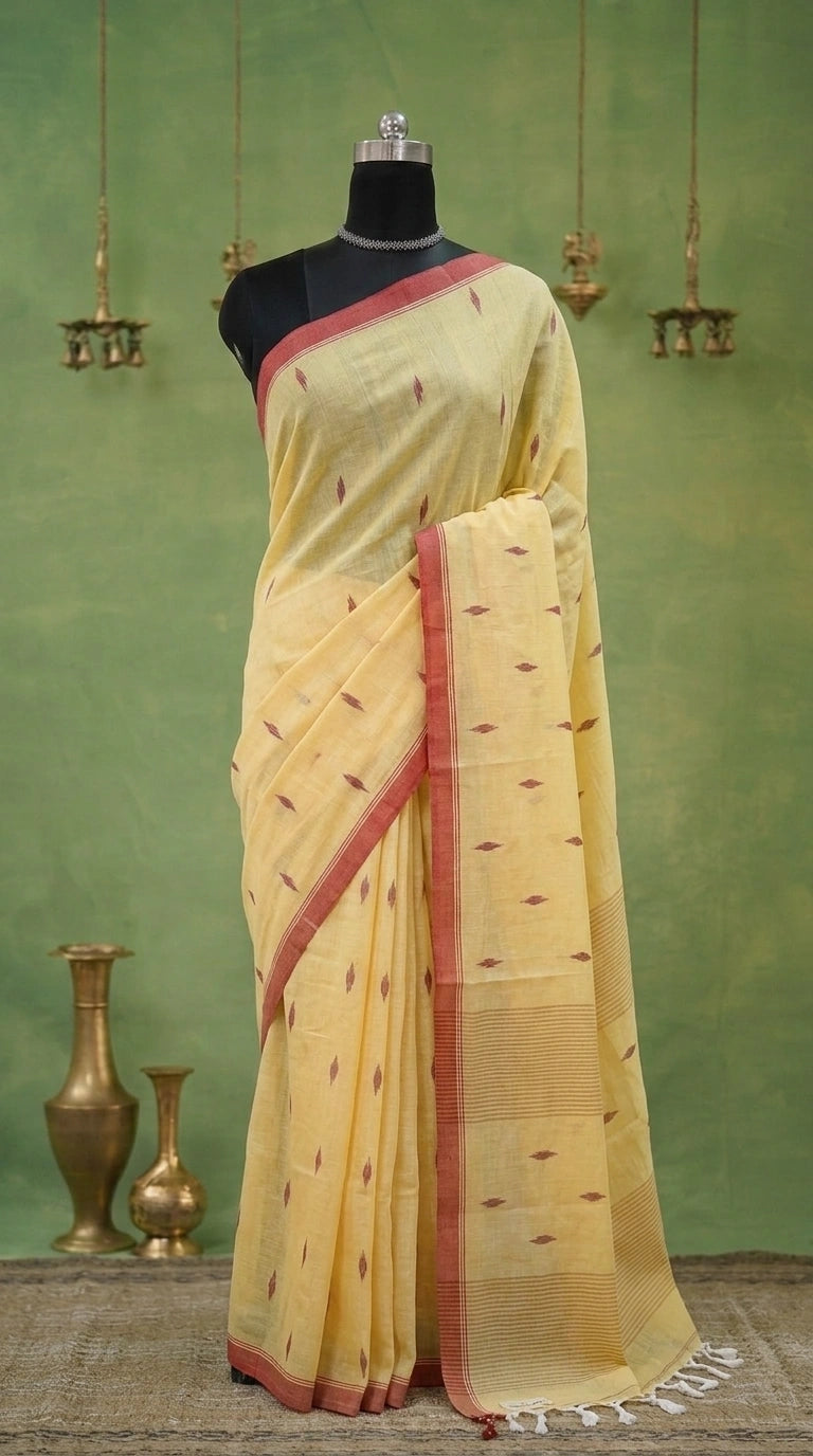 Mustard Yellow Khadhi Cotton Saree