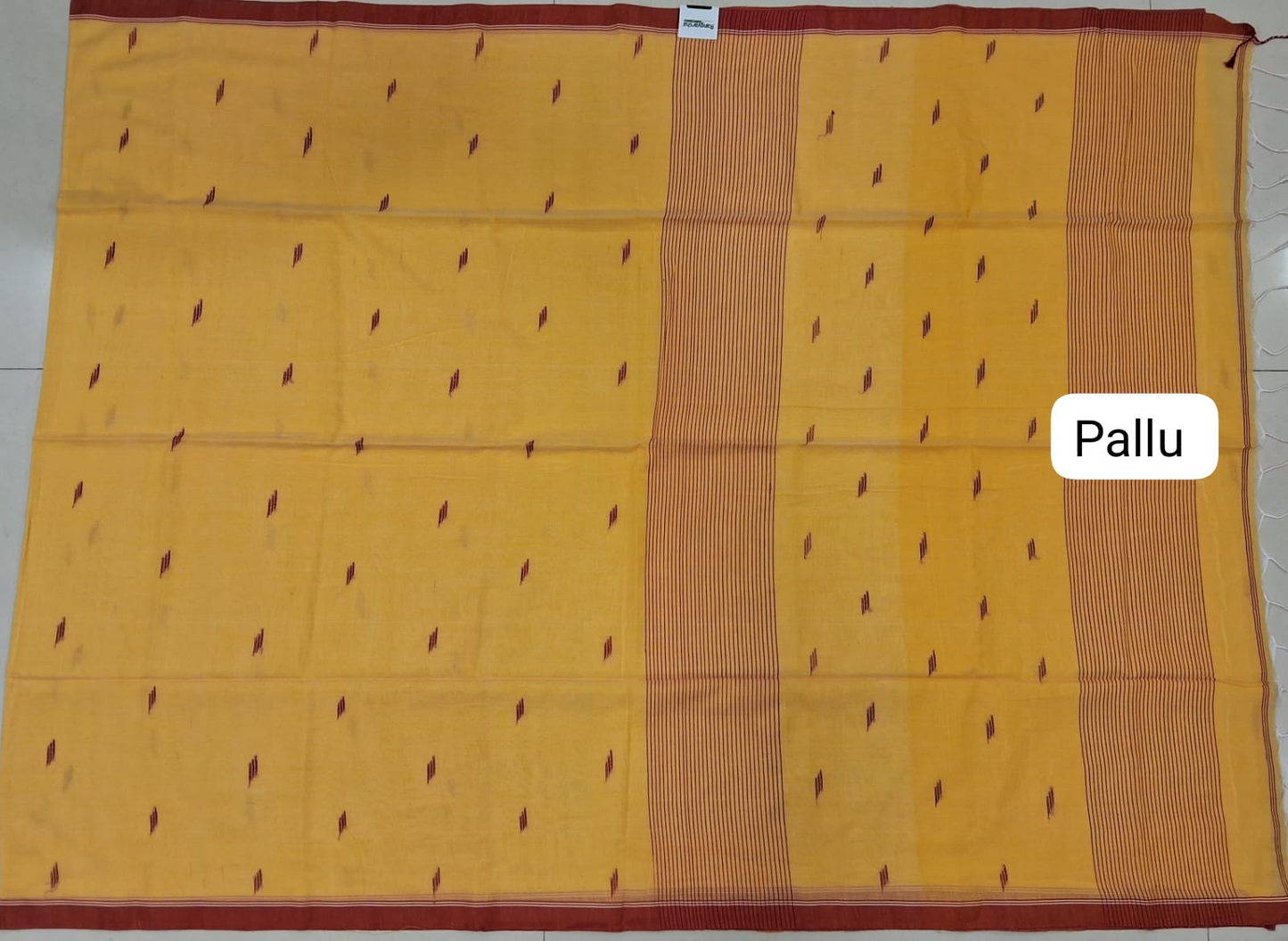 Mustard Yellow Khadhi Cotton Saree pallu