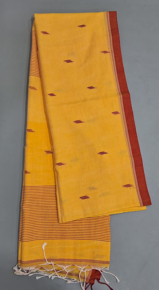 Mustard Yellow Khadhi Cotton Saree