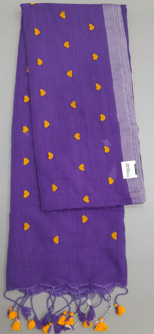 Purple Khadi Cotton Saree