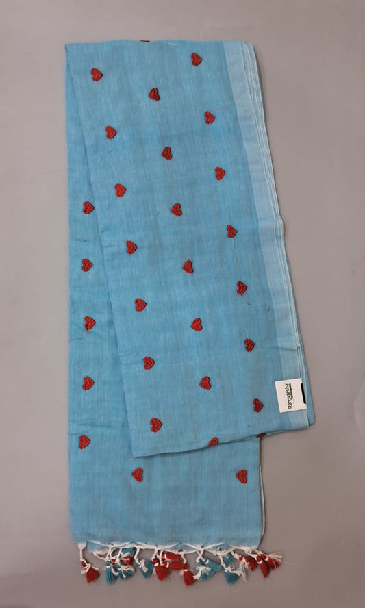 Sky Blue Khadi Cotton Saree