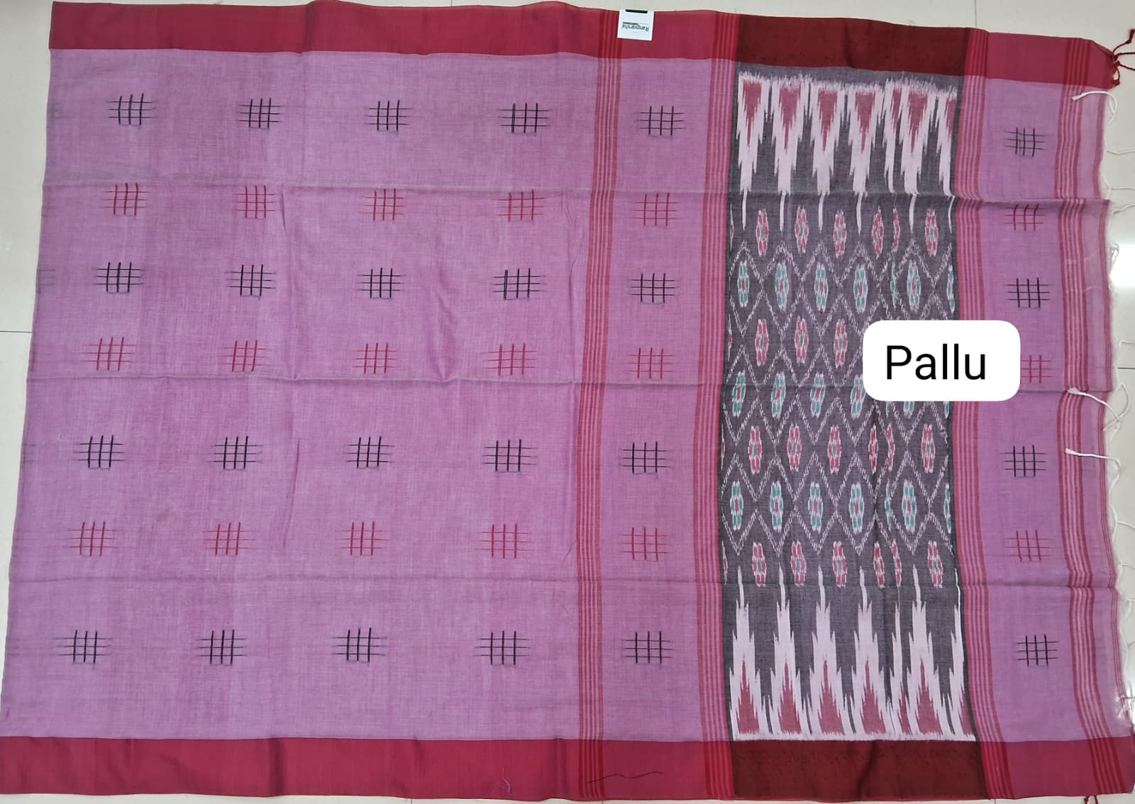 Light Pink Khadhi Cotton Saree pallu
