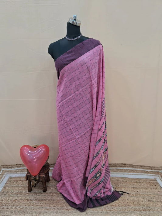Rose Pink Khadhi Cotton Saree
