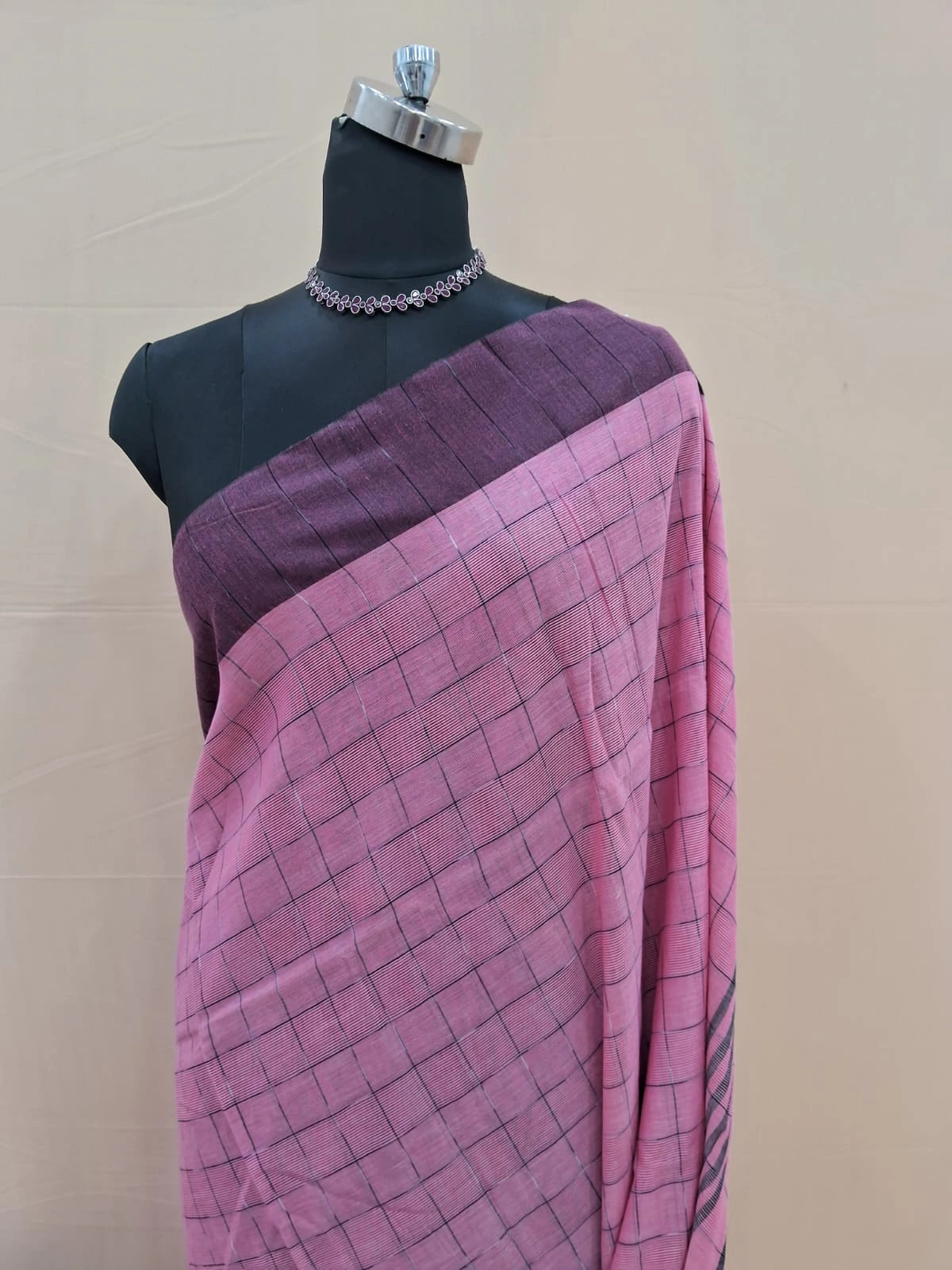 Rose Pink Khadhi Cotton Saree 1