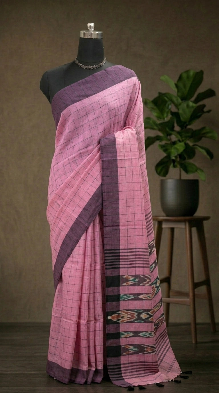 Rose Pink Khadhi Cotton Saree