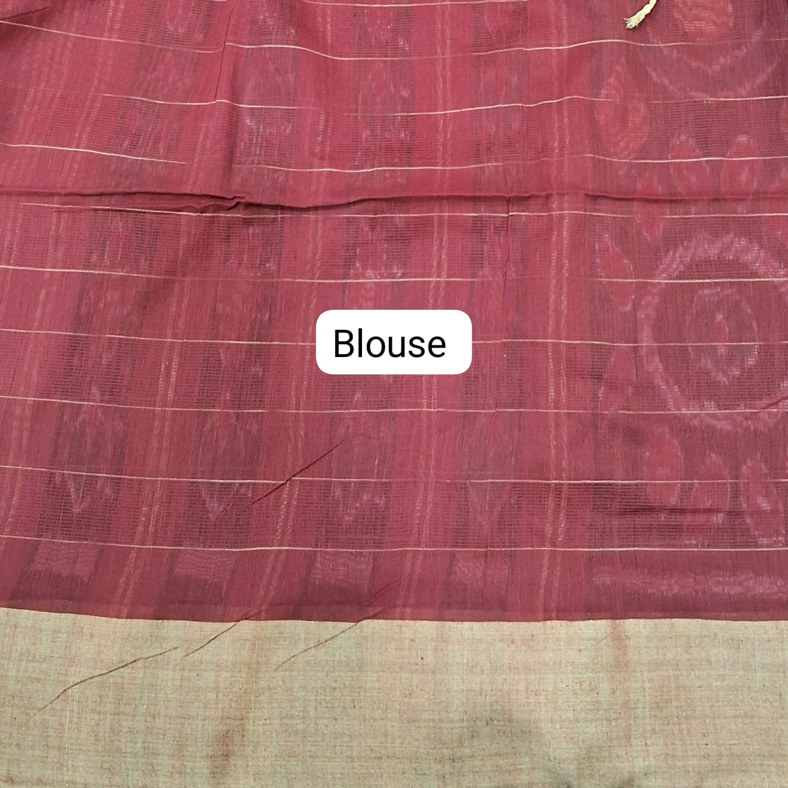 Tomato red Khadhi Cotton Saree blouse
