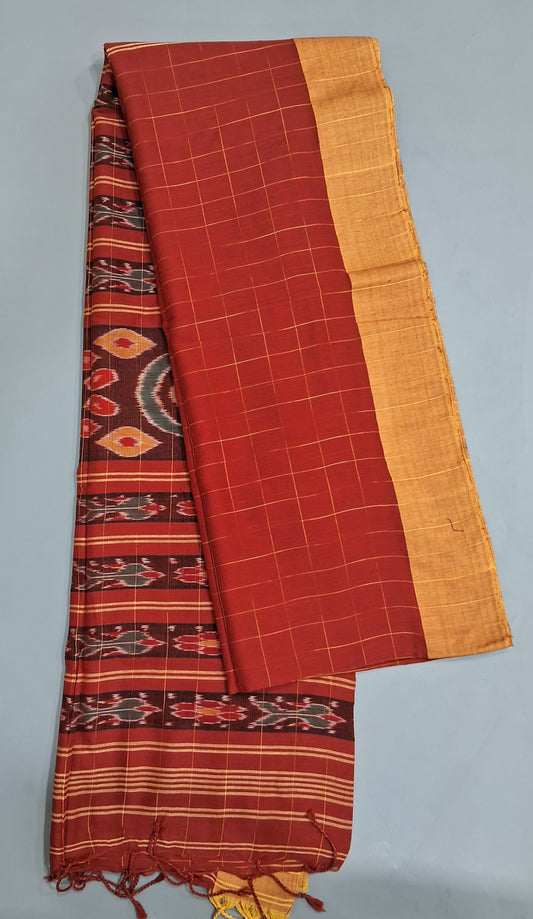 Tomato red Khadhi Cotton Saree