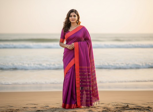 Purple Khadhi Cotton Saree