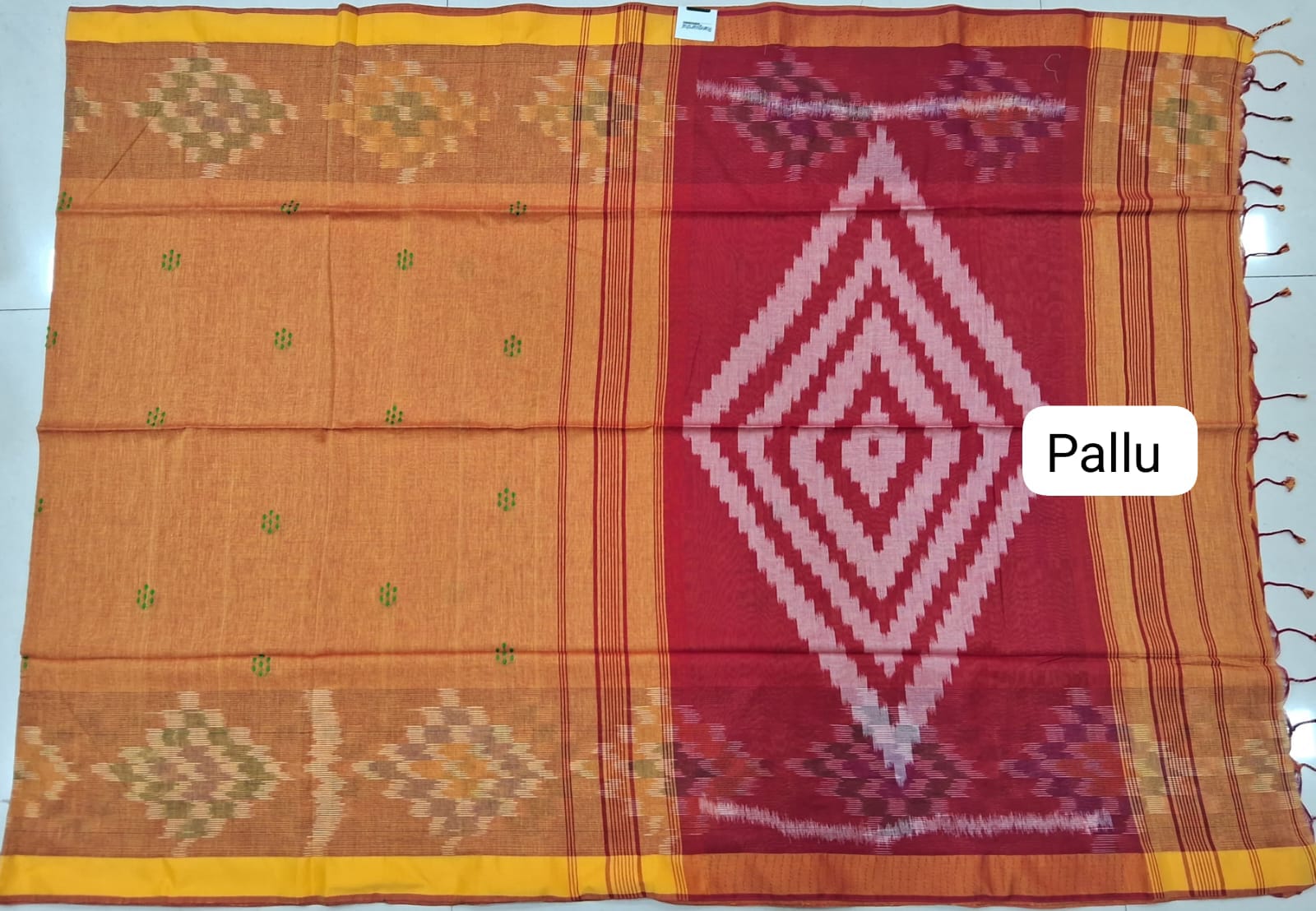 Mustard Yellow Khadhi Cotton Saree pallu