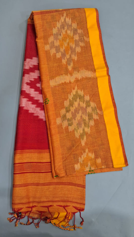 Mustard Yellow Khadhi Cotton Saree 