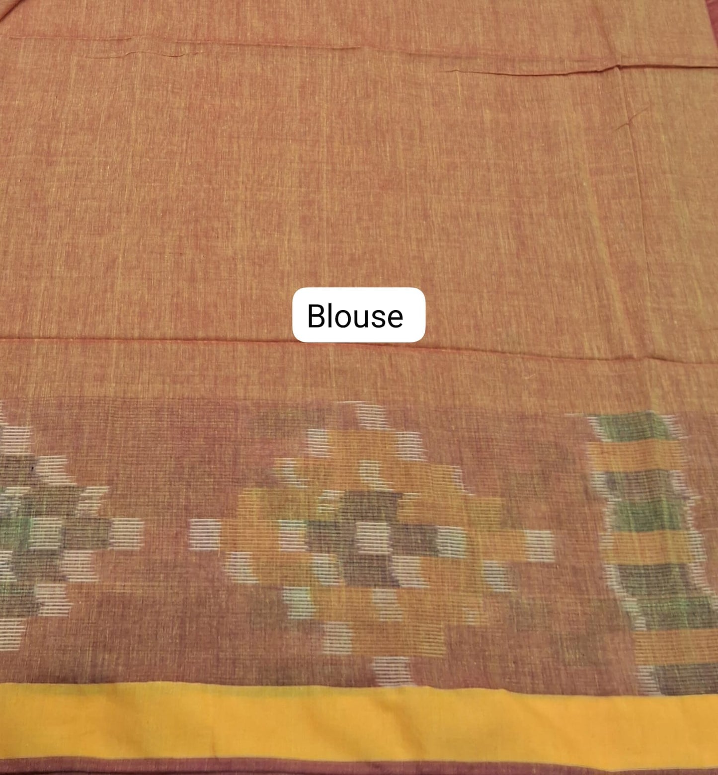 Mustard Yellow Khadhi Cotton Saree blouse