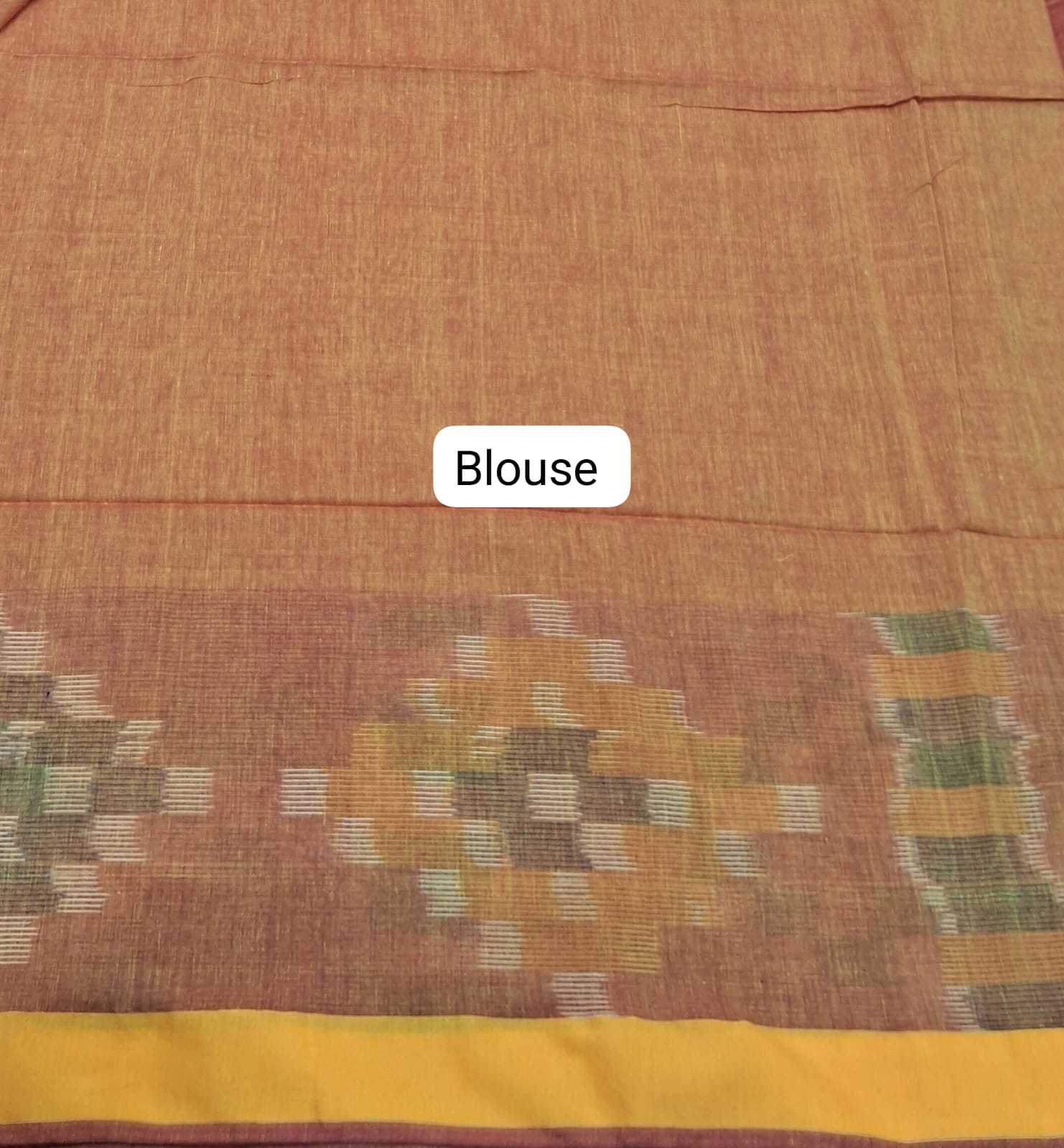 Mustard Yellow Khadhi Cotton Saree blouse