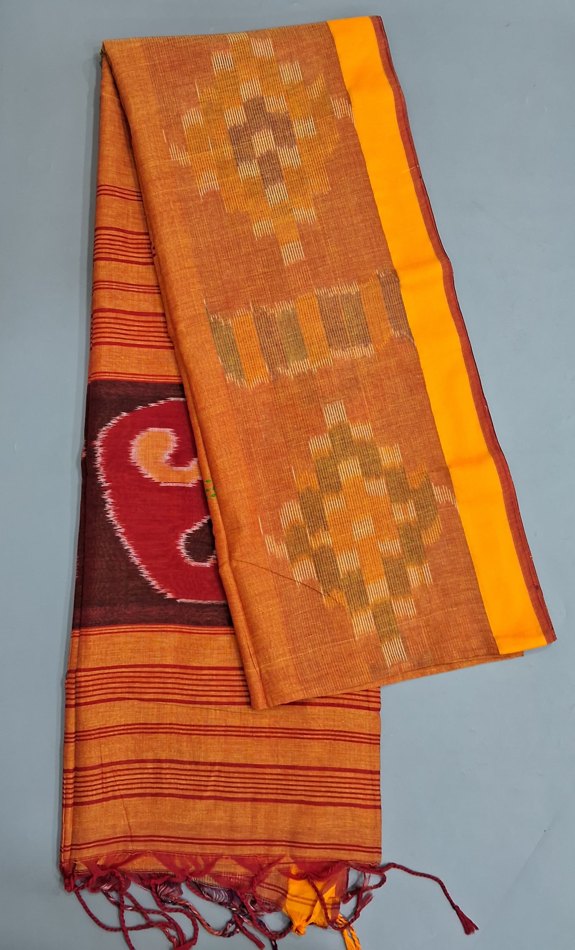 Mustard Yellow Khadhi Cotton Saree