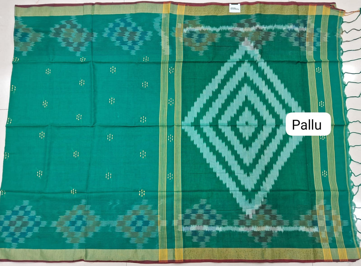 Marine blue Khadhi Cotton Saree pallu