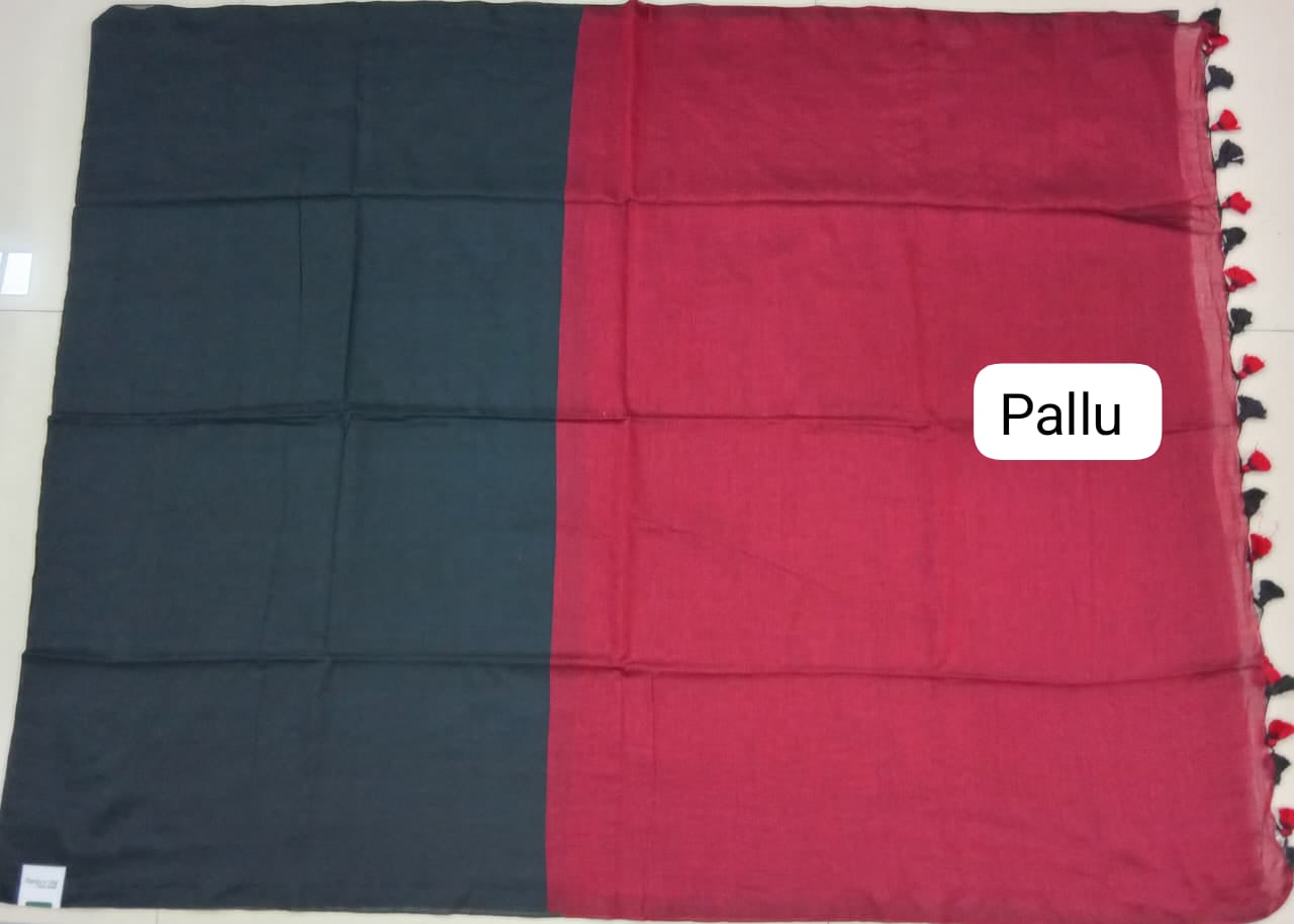 Black Khadhi Cotton Saree pallu