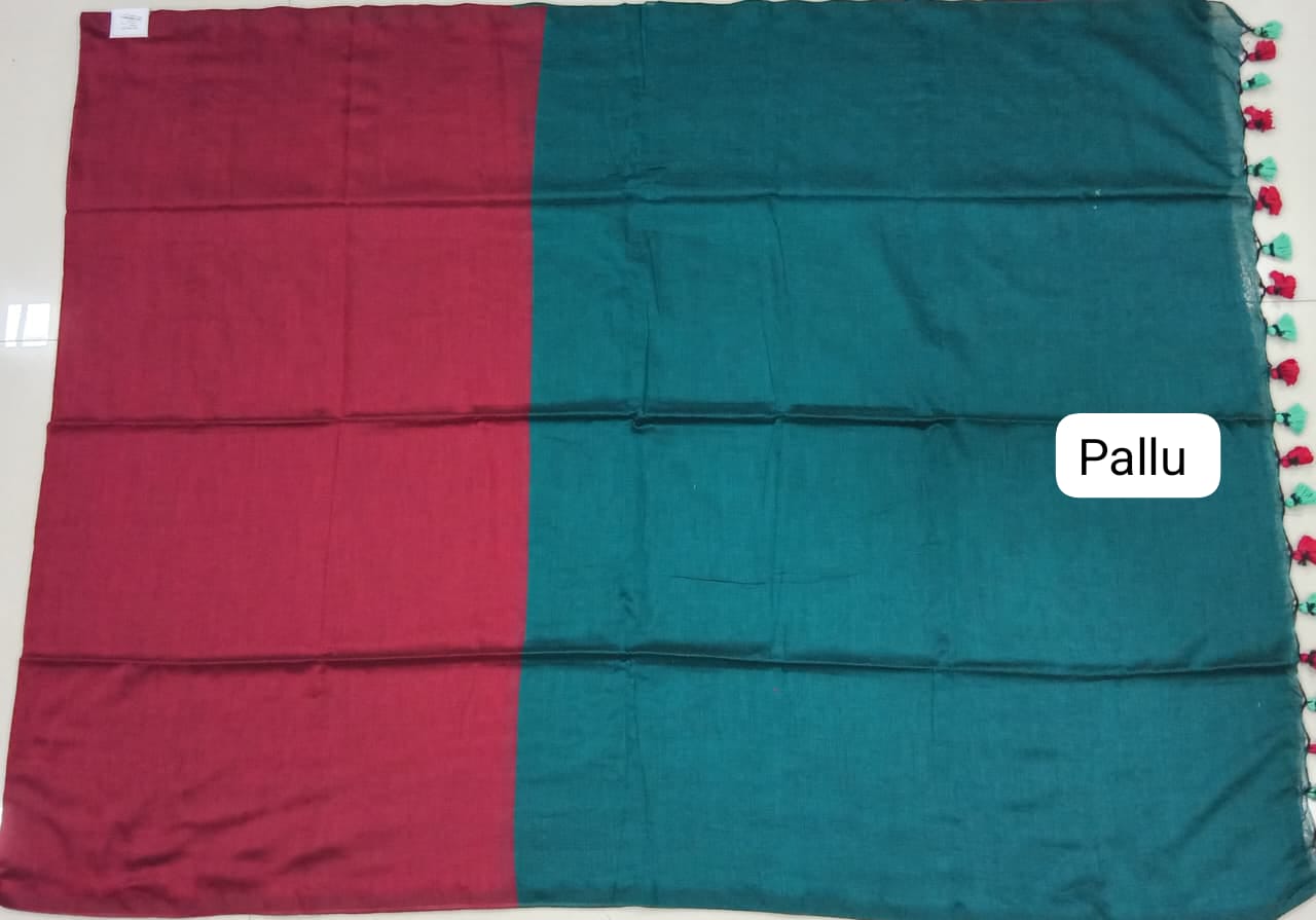 Red Khadhi Cotton Saree pallu