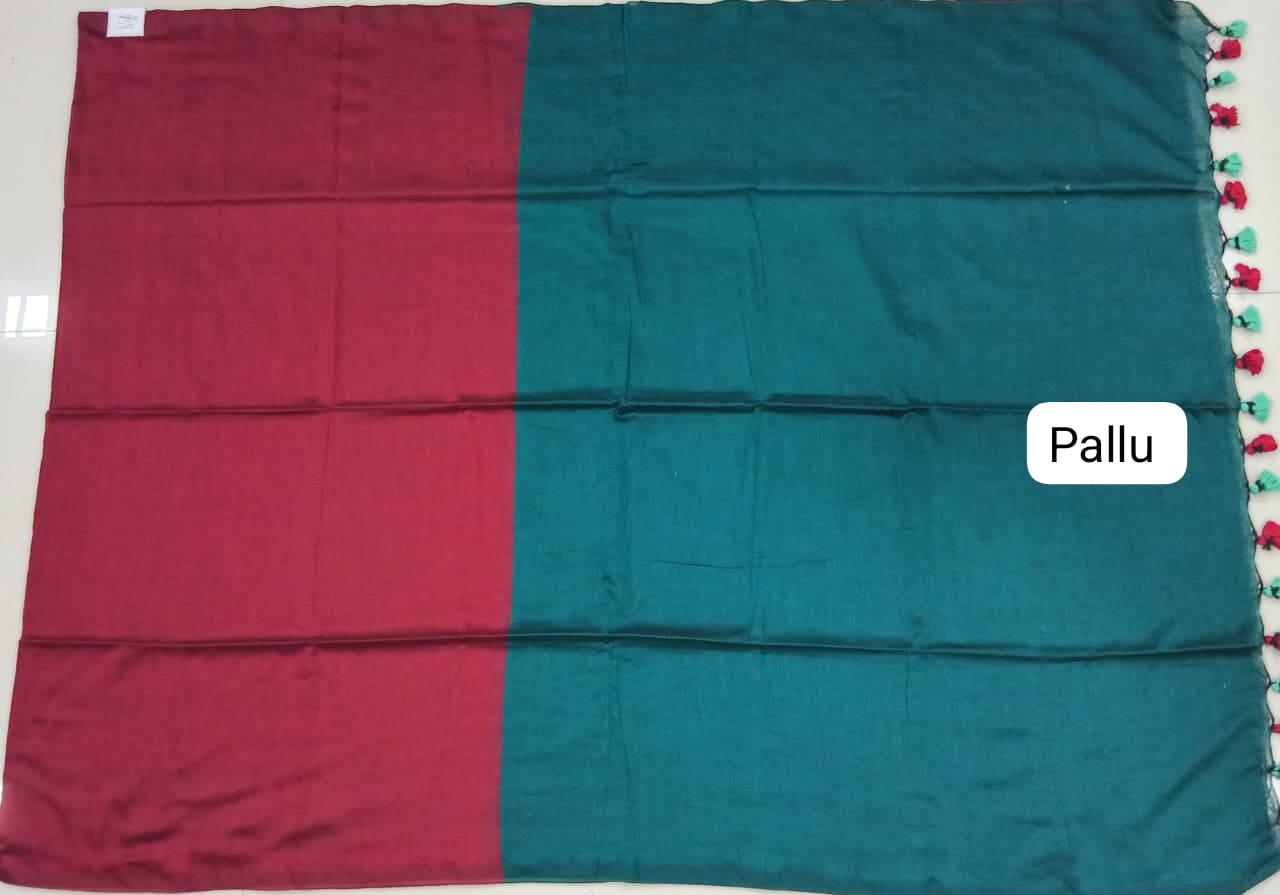 Red Khadhi Cotton Saree Pallu