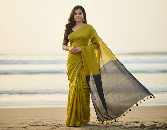 Lemon Yellow Khadhi cotton 