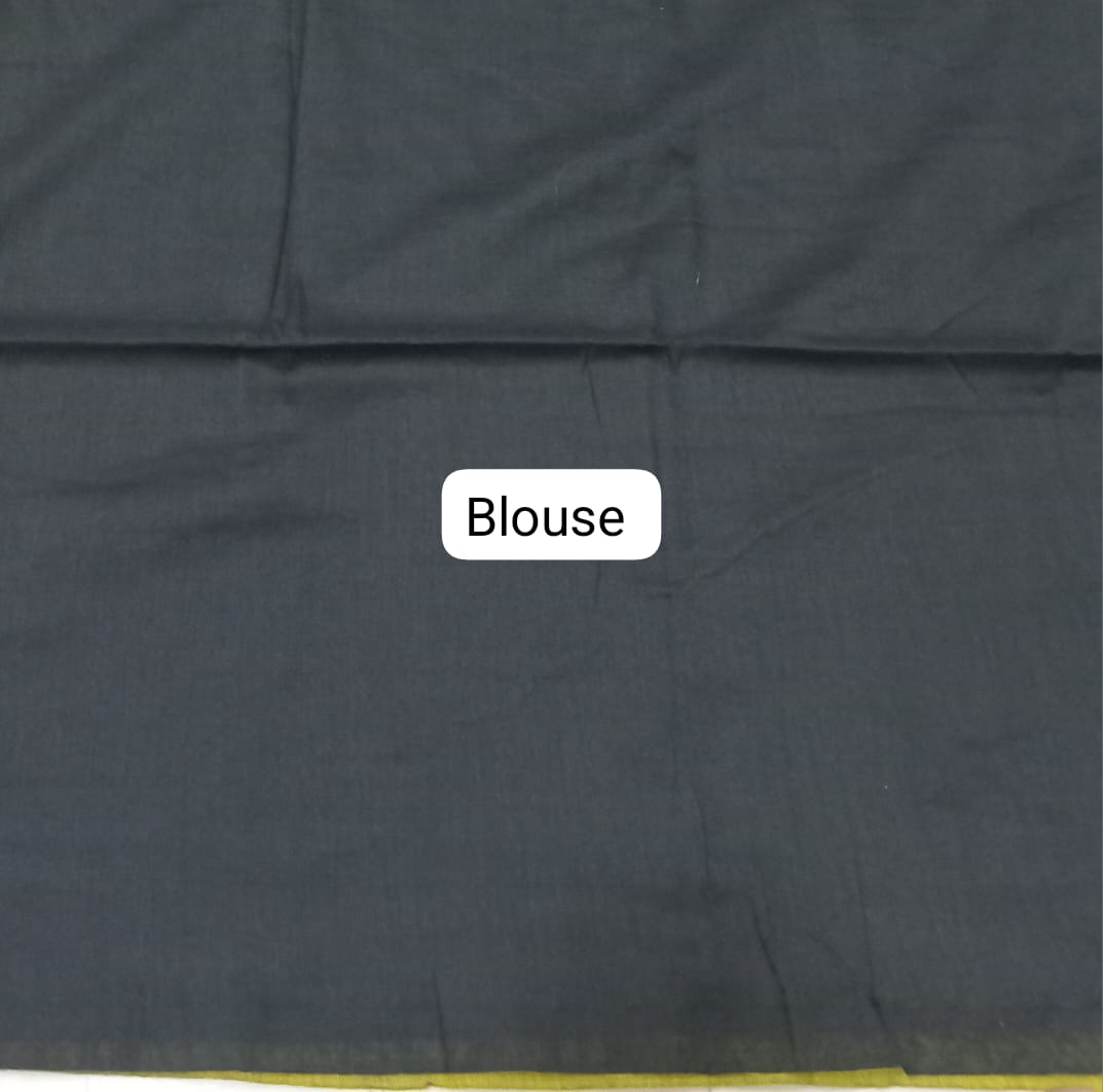 Lemon Yellow Khadhi Cotton Saree  blouse