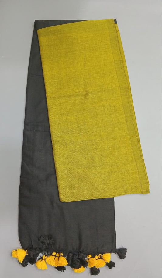 Lemon Yellow Khadhi Cotton Saree 