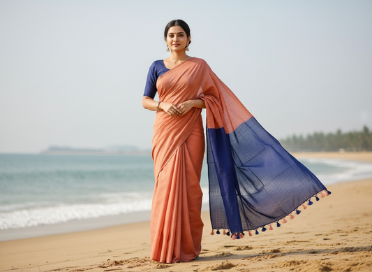 Peach Khadhi Cotton_ Saree