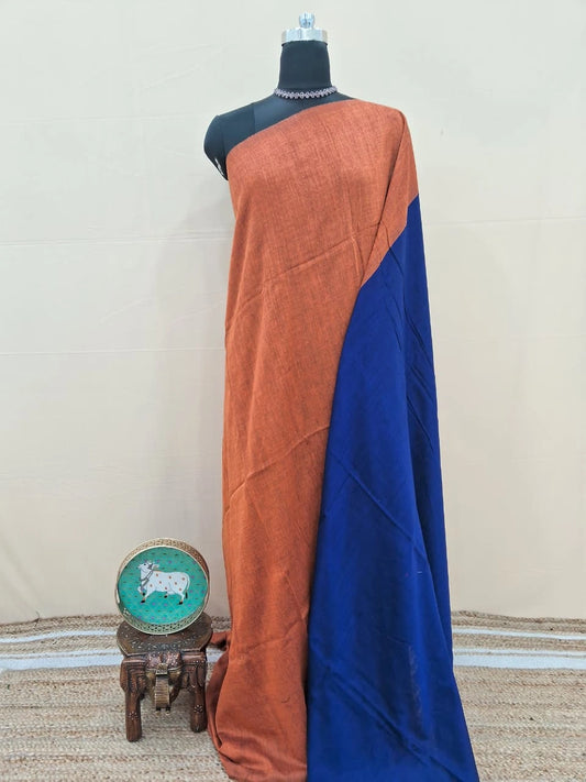Peach Khadhi Cotton Saree