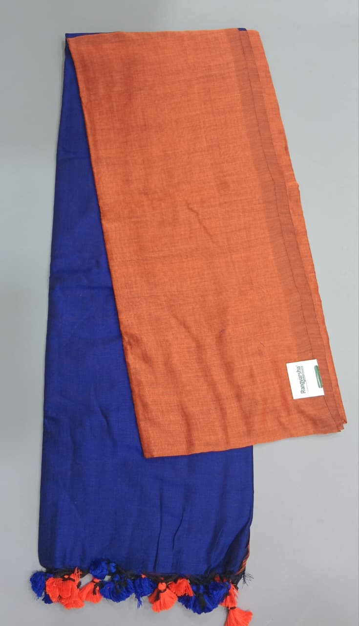 Peach Khadhi Cotton Saree
