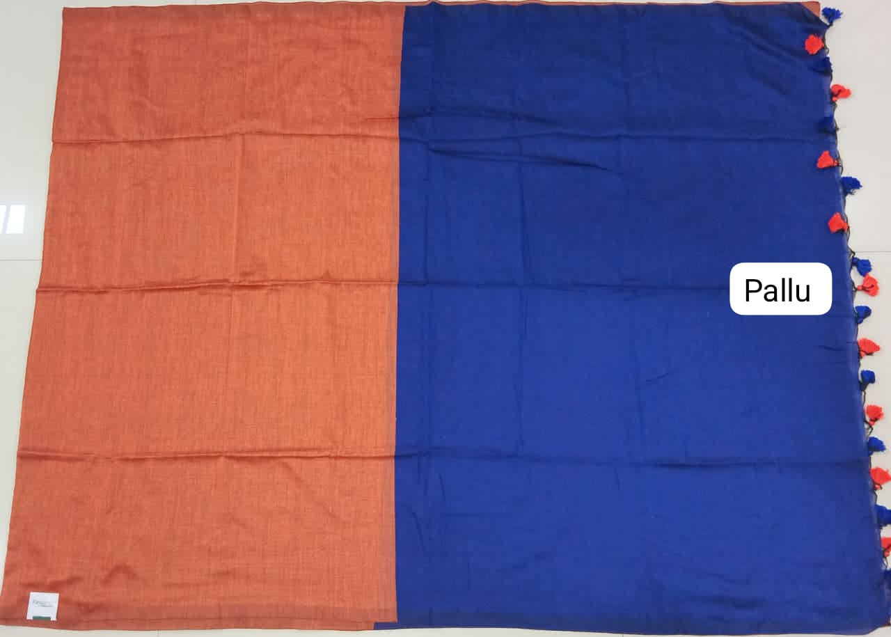 Peach Khadhi Cotton Saree pallu