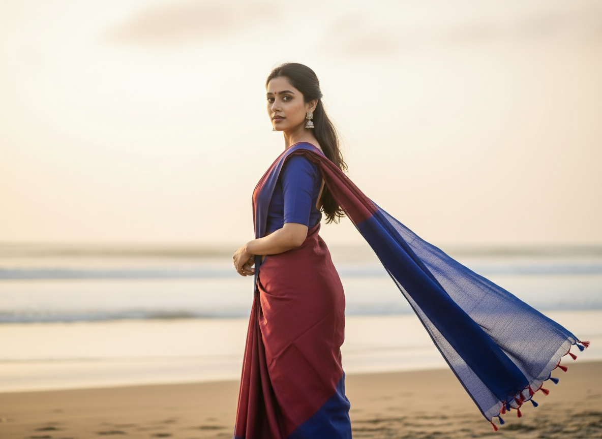 Maroon Khadhi Cotton_ Saree