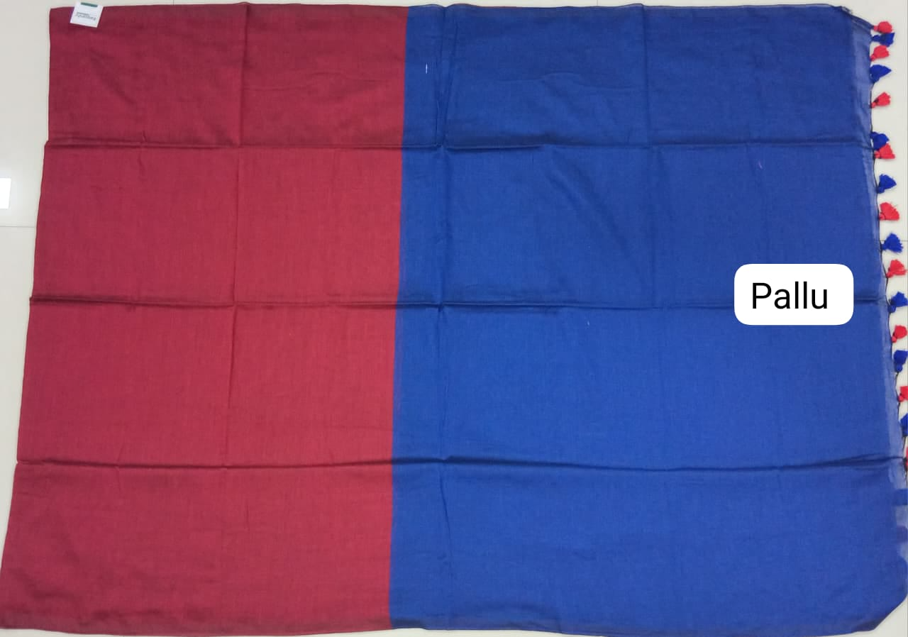 Maroon Khadhi Cotton Saree pallu