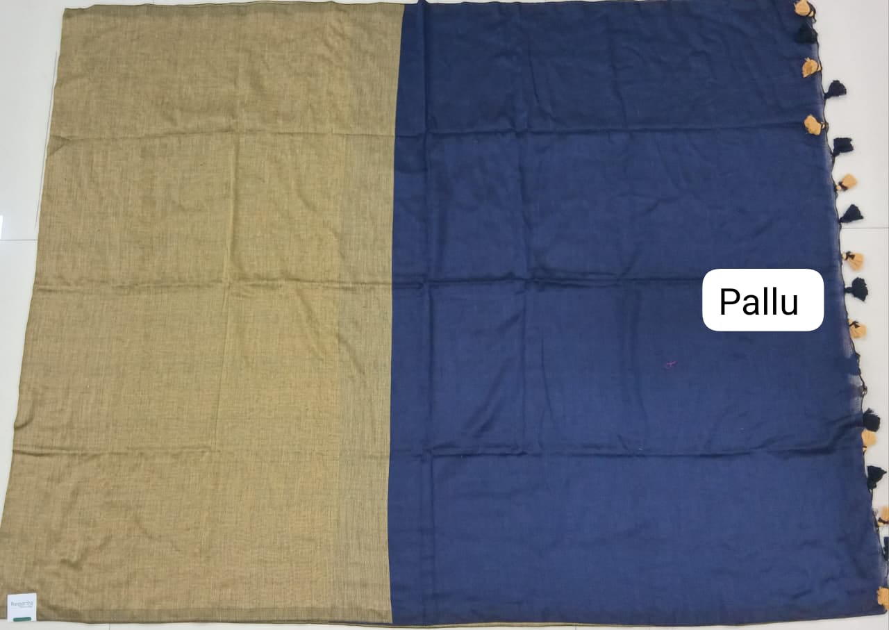 Elegant Beige Khadhi Drape pallu