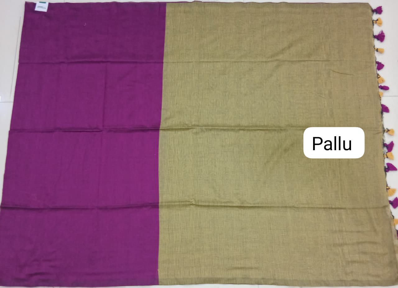 Raspberry Pink Khadhi Cotton Saree pallu
