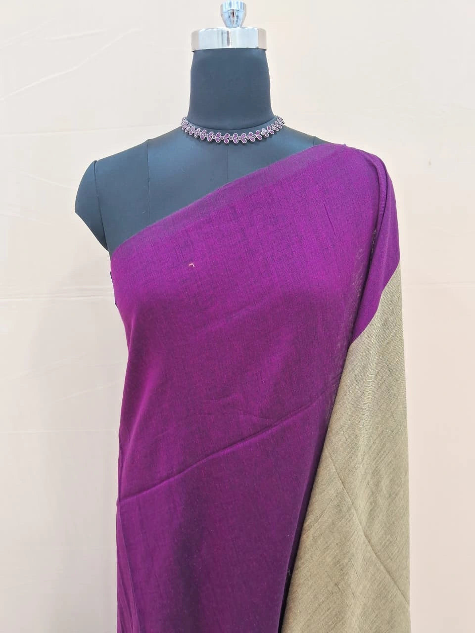 Raspberry Pink Khadhi Cotton Saree 1