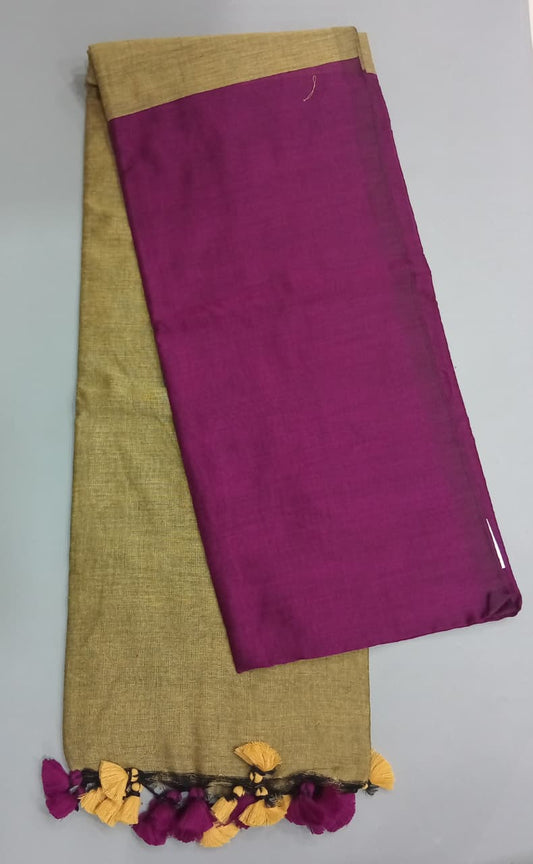 Raspberry Pink Khadhi Cotton Saree