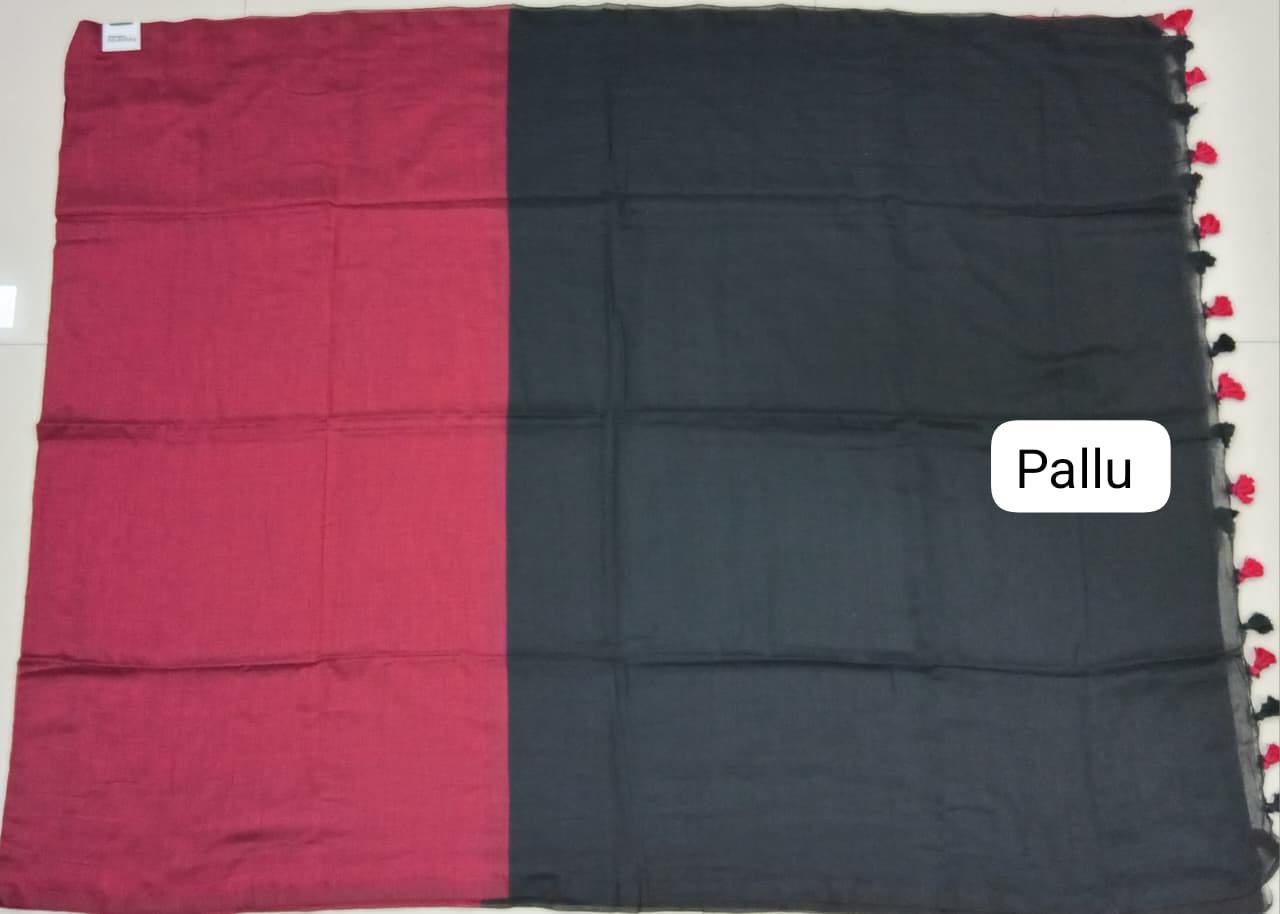 Red Khadhi Cotton Saree pallu