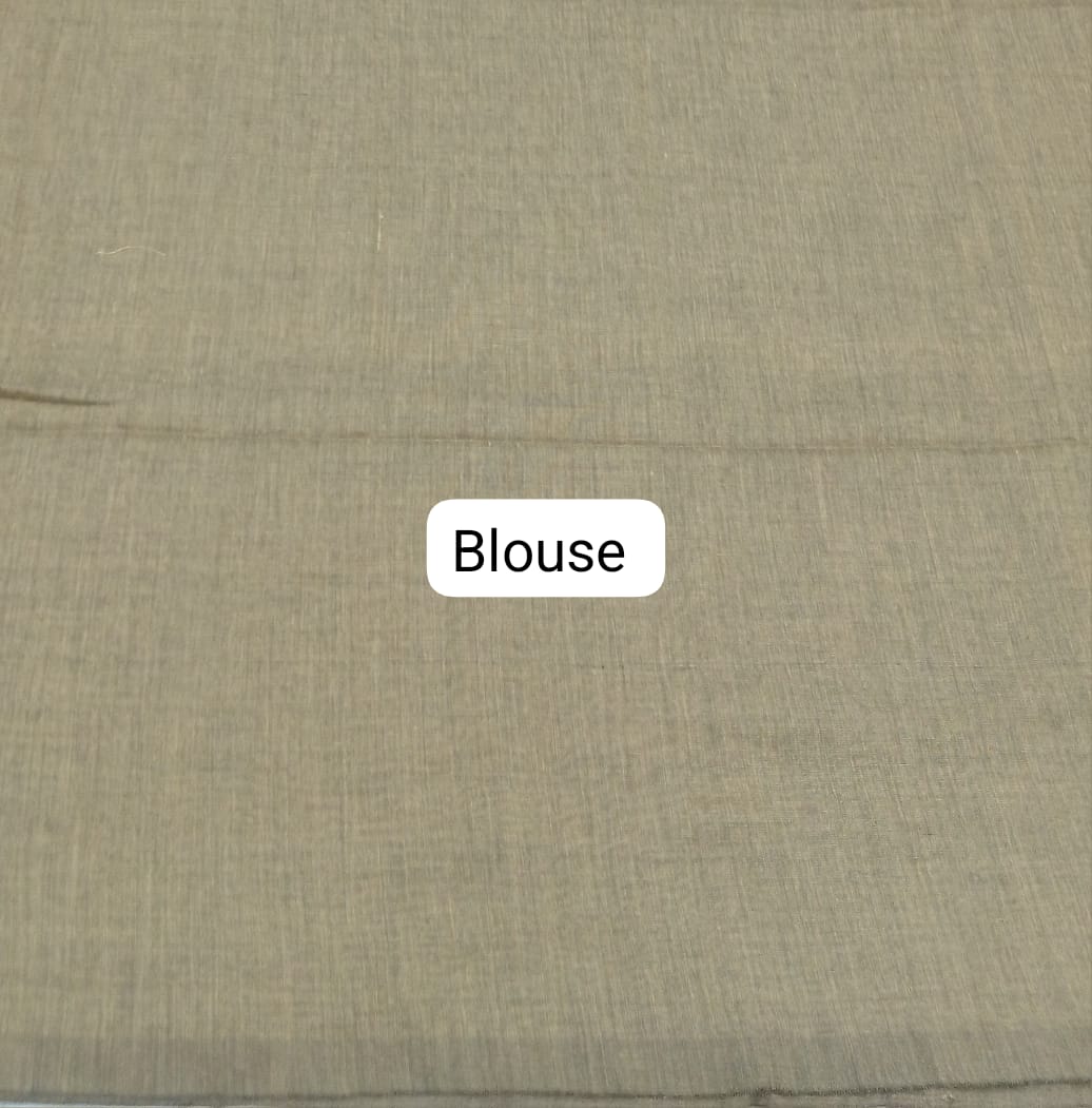 Walnut Brown Khadhi Cotton Saree blouse
