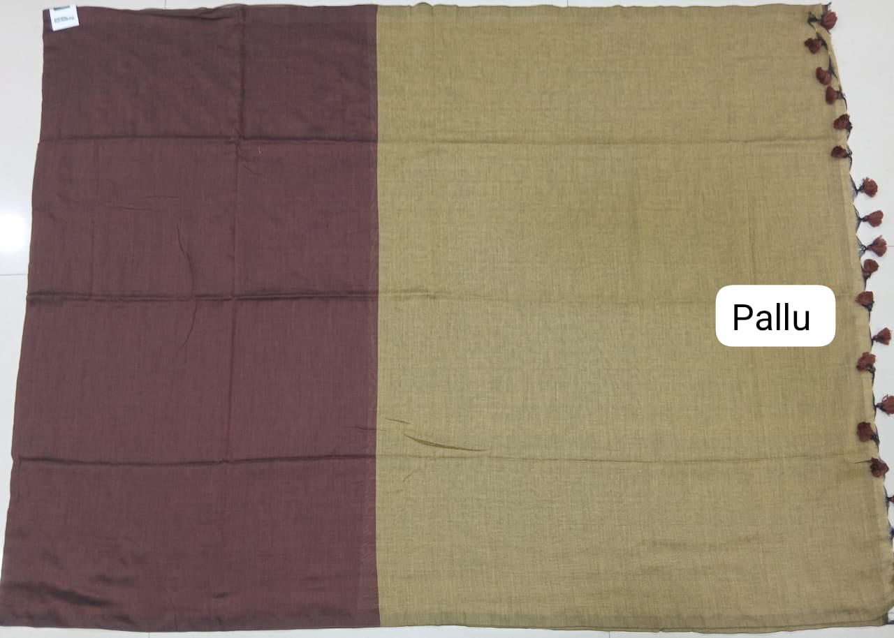 Walnut Brown Khadhi Cotton Saree pallu