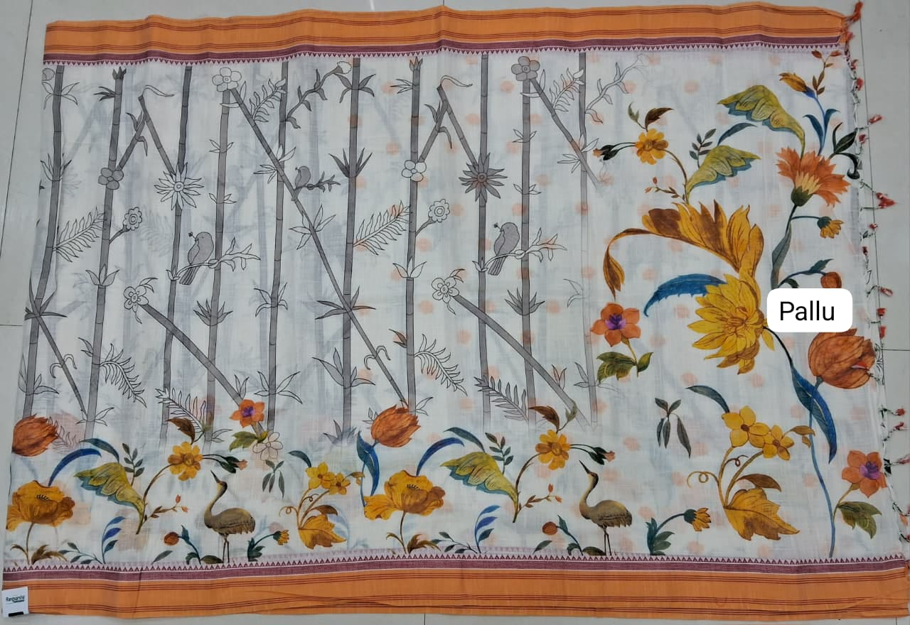 White Khadhi Cotton Saree